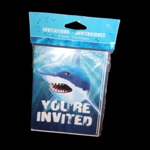 Shark theme party invitations
